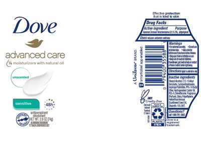 Dovesensitiveapdeois (Dove Advanced Care Sensitive 48h Antiperspirant Deodorant)